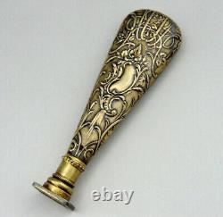 Antique Silver Gilt Seal Stamp with Boar's Head Mark, 19th Century