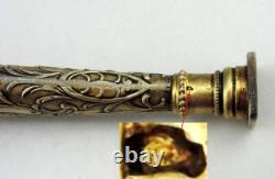 Antique Silver Gilt Seal Stamp with Boar's Head Mark, 19th Century