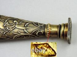 Antique Silver Gilt Seal Stamp with Boar's Head Mark, 19th Century