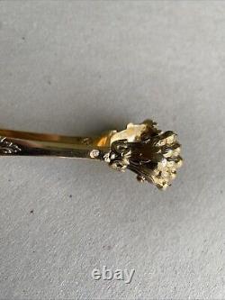 Antique Silver Gilt Sugar Tongs Puiforcat Fleur De Lys