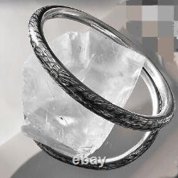 Antique Silver Guilloché & Niello Floral Motif Art Deco Bangle 62 Mm Diameter