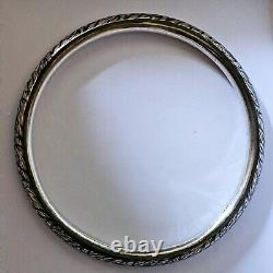 Antique Silver Guilloché & Niello Floral Motif Art Deco Bangle 62 Mm Diameter