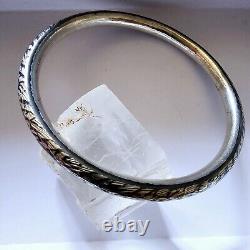 Antique Silver Guilloché & Niello Floral Motif Art Deco Bangle 62 Mm Diameter
