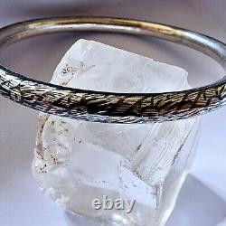 Antique Silver Guilloché & Niello Floral Motif Art Deco Bangle 62 Mm Diameter