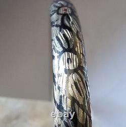 Antique Silver Guilloché & Niello Floral Motif Art Deco Bangle 62 Mm Diameter