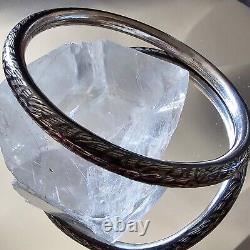 Antique Silver Guilloché & Niello Floral Motif Art Deco Bangle 62 Mm Diameter