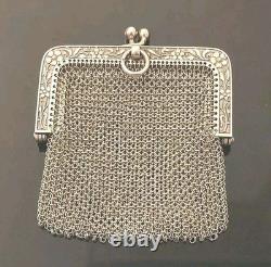 Antique Silver Mesh Coin Purse 48g with Hallmark