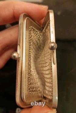 Antique Silver Mesh Coin Purse 48g with Hallmark