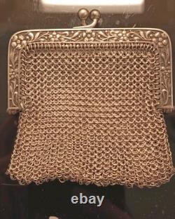 Antique Silver Mesh Coin Purse 48g with Hallmark