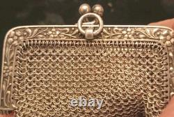 Antique Silver Mesh Coin Purse 48g with Hallmark