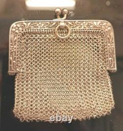 Antique Silver Mesh Coin Purse 48g with Hallmark