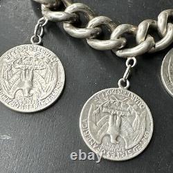 Antique Silver Money Chain Bracelet Art Nouveau Deco