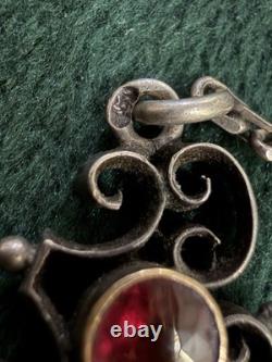 Antique Silver Necklace with Fine Stones, Late 19th Century Art Nouveau Jewelry