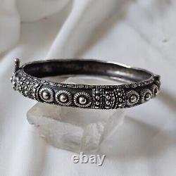 Antique Silver Open Bangle Bracelet 60x56mm Hallmarked