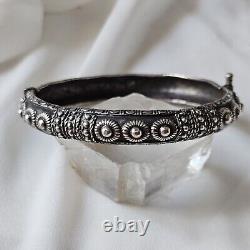 Antique Silver Open Bangle Bracelet 60x56mm Hallmarked