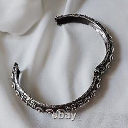 Antique Silver Open Bangle Bracelet 60x56mm Hallmarked