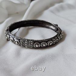 Antique Silver Open Bangle Bracelet 60x56mm Hallmarked