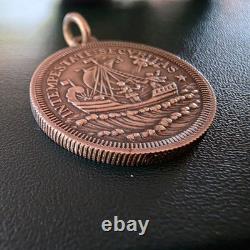 Antique Silver Pendant Featuring Saint George Slaying the Dragon and a Ship
