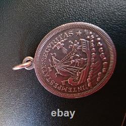 Antique Silver Pendant Featuring Saint George Slaying the Dragon and a Ship