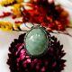 Antique Silver Ring With Jade Cabochon Size 57