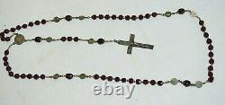 Antique Silver Rosary with Faceted Garnet Beads