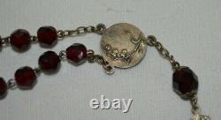 Antique Silver Rosary with Faceted Garnet Beads