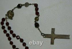 Antique Silver Rosary with Faceted Garnet Beads