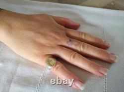 Antique Silver Signet Ring 18k Gold Coat of Arms Count's Crown