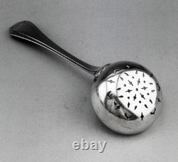 Antique Silver Sugar Sifter or Tea Strainer in Solid Silver, First Standard Mark