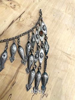 Antique Silver Turkmen Ethnic Diadem Necklace in Eastern Russian Style