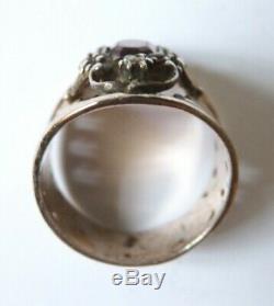Antique Silver Vermeil Ring And Purple Stone Silver Ring