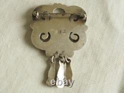 Antique Silver and Turquoise Brooch, Signed Matl Ricardo Salas
