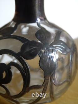 Antique Small Crystal Bottle and Solid Silver Mount in Art Nouveau Style