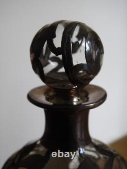 Antique Small Crystal Bottle and Solid Silver Mount in Art Nouveau Style