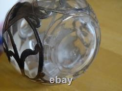 Antique Small Crystal Bottle and Solid Silver Mount in Art Nouveau Style