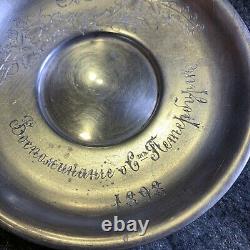 Antique Small Solid Silver Saucer Russian Russia Moscow 1898 XIXth Hallmark