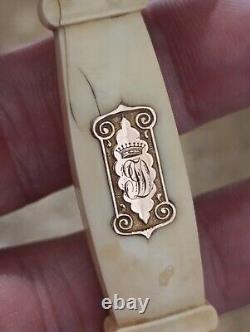 Antique Solid Gold Knife Monogram FD Crown Count's & Solid Silver 36.9 g