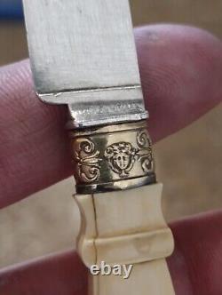 Antique Solid Gold Knife Monogram FD Crown Count's & Solid Silver 36.9 g