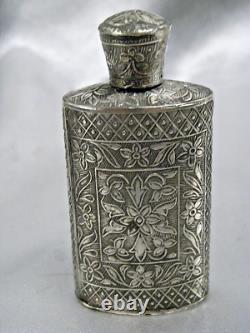 Antique Solid Silver 800 Snuffbox Perfume Bottle Flask Silver Bottle
