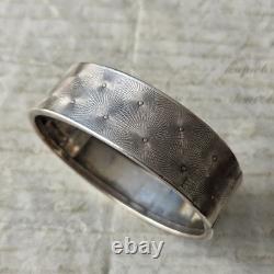 Antique Solid Silver 835 Guilloché Bangle Bracelet, 1900 German / Pforzheim RL
