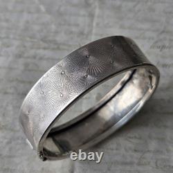 Antique Solid Silver 835 Guilloché Bangle Bracelet, 1900 German / Pforzheim RL