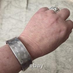 Antique Solid Silver 835 Guilloché Bangle Bracelet, 1900 German / Pforzheim RL