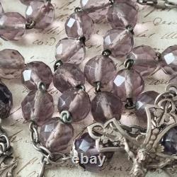 Antique Solid Silver Amethyst Crystal Rosary XIXth