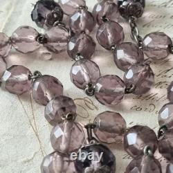 Antique Solid Silver Amethyst Crystal Rosary XIXth