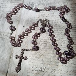 Antique Solid Silver Amethyst Crystal Rosary XIXth