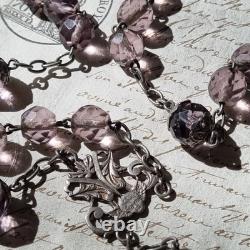 Antique Solid Silver Amethyst Crystal Rosary XIXth