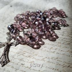 Antique Solid Silver Amethyst Crystal Rosary XIXth