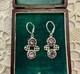 Antique Solid Silver Amethyst Earrings With Ornate Setting