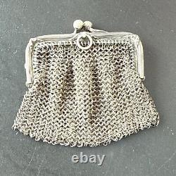 Antique Solid Silver Art Nouveau Coin Purse Decorated with Bow