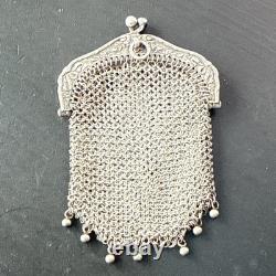 Antique Solid Silver Art Nouveau Coin Purse with Floral Decorations